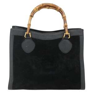 Gucci Bamboo Suede Handbag Black